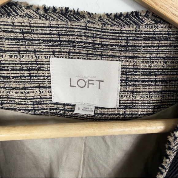 LOFT Textured Tweed Open Front Jacket Size 6 - Picture 2 of 5